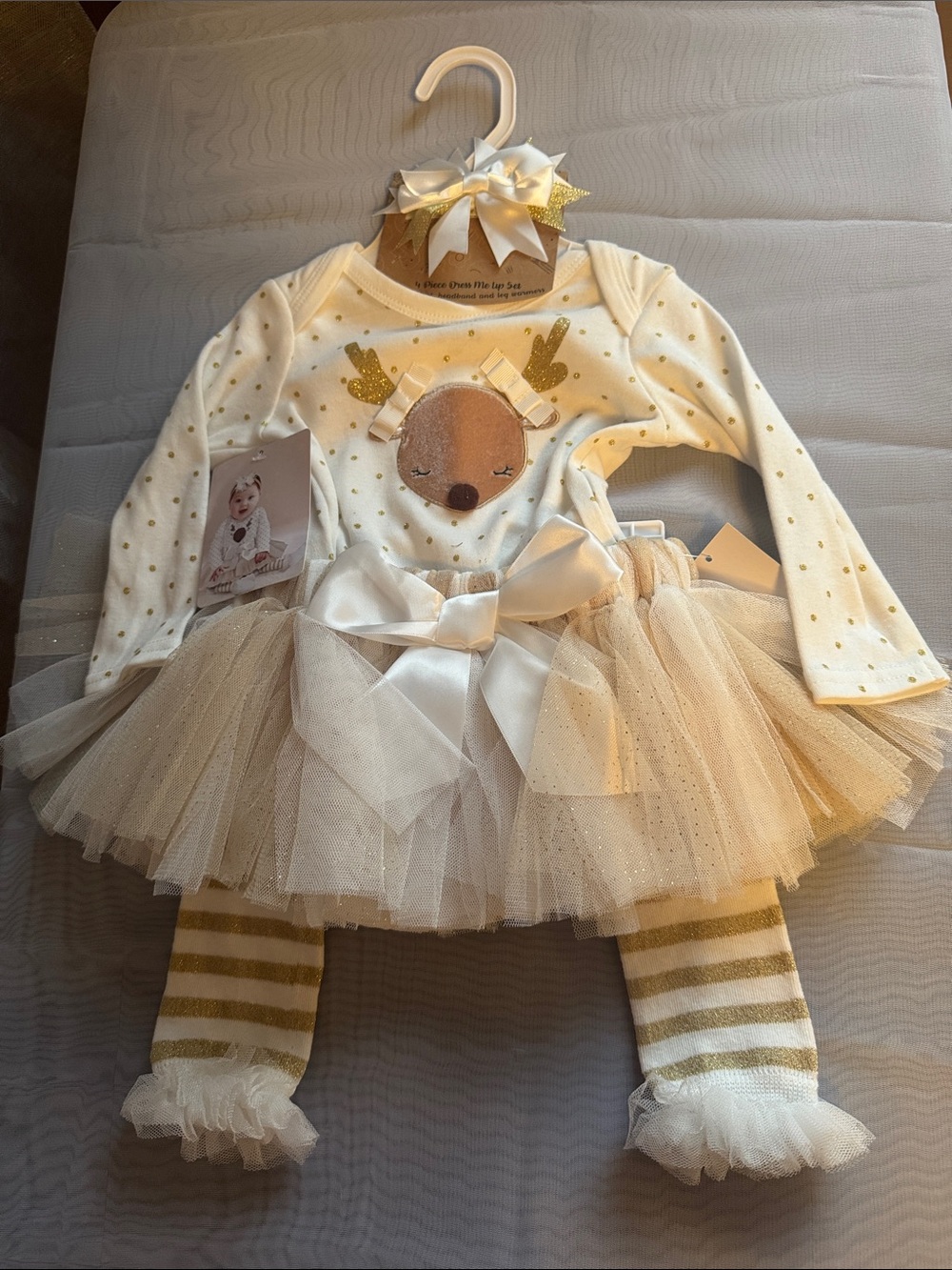 T.J.Maxx Cream and Gold Reindeer Tutu Set